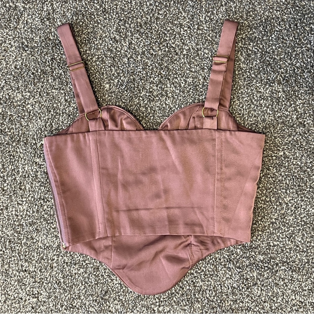 Meshki Rose Satin Lace Bustier Top Size S - Picture 4 of 6